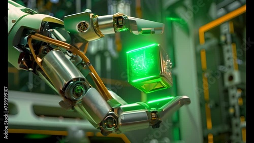 robot holding a cube