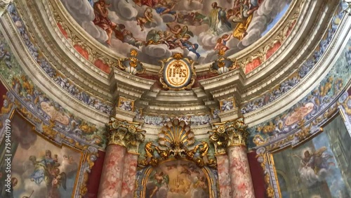 Church interior. Jesuit Church of St Ignatius. Church altar. Historic old town. UNESCO World Heritage site. Dubrovnik, Croatia. Europe.