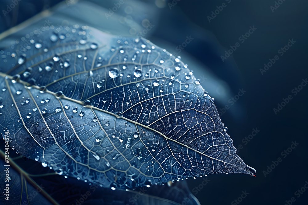 A translucent leaf with pulsating digital lines representing data flow, against a pitch - black background. - obrazy, fototapety, plakaty 