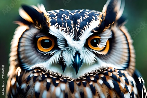Close up shot of an owl with a blurry background. Suitable for various nature theme