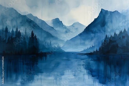 mountain lake trees design milk blue album princess graffiti gentle mists walls infinite reflections ink