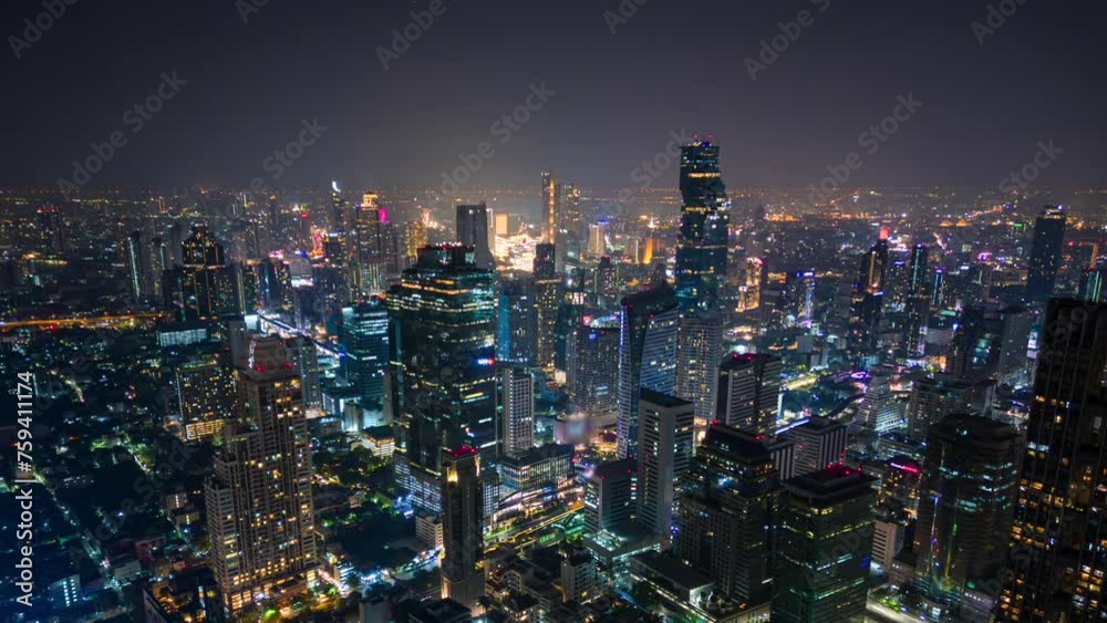 Night timelapse of downtown Bangkok, Thailand. Night timelapse of downtown Bangkok, Thailand.