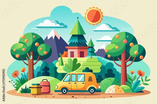 Majestic tree silhouetted against a vibrant sunset sky.