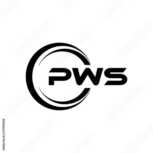 PWS letter logo design with white background in illustrator, cube logo, vector logo, modern alphabet font overlap style. calligraphy designs for logo, Poster, Invitation, etc. photo
