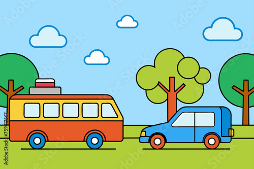 vehicles background is tree
