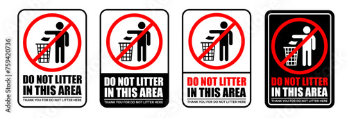 Do not litter, keep it clean, prohibition sign. Please do not throw rubbish. Vector illustration.