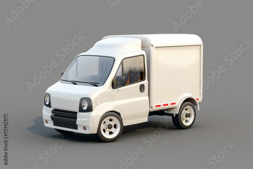 small white cashier truck on a grey background