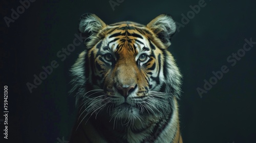 Intense Tiger Stare in Dramatic Lighting