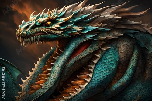 a close up of a dragon