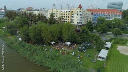 Cable Car Polinka River Odra Wroclaw Aerial View Poland