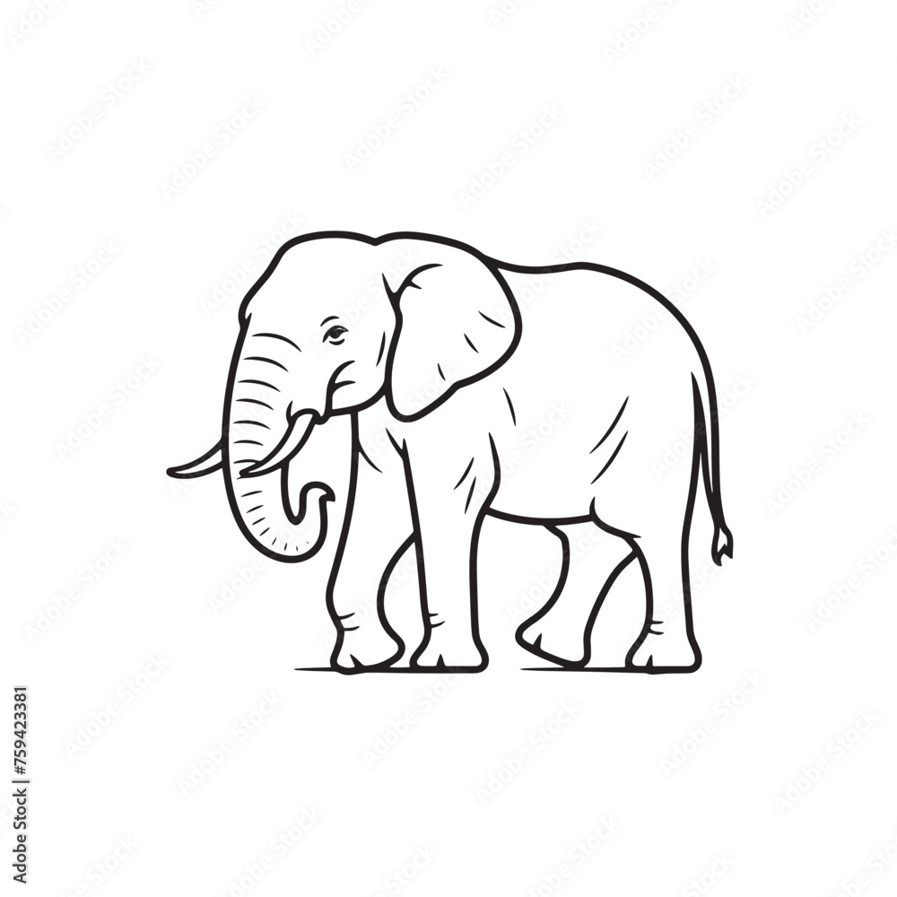 Minimalist Elephant Single Line Vector Illustration Minimalist Elephant Single Line Vector Illustration