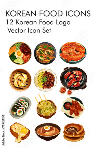 Korean fodd logo vector icon set