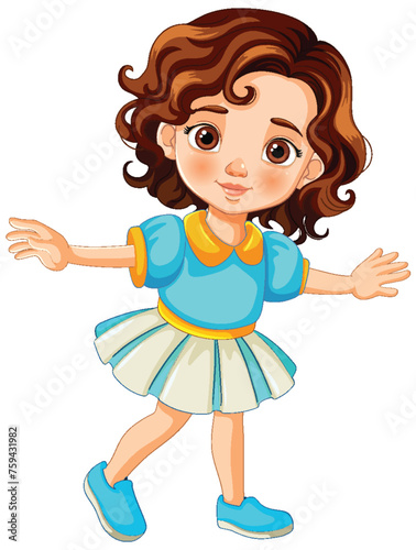 Vector graphic of a cheerful dancing girl