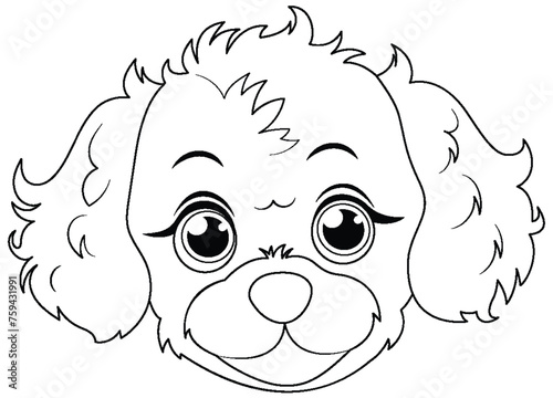 Black and white vector of a cute puppy face