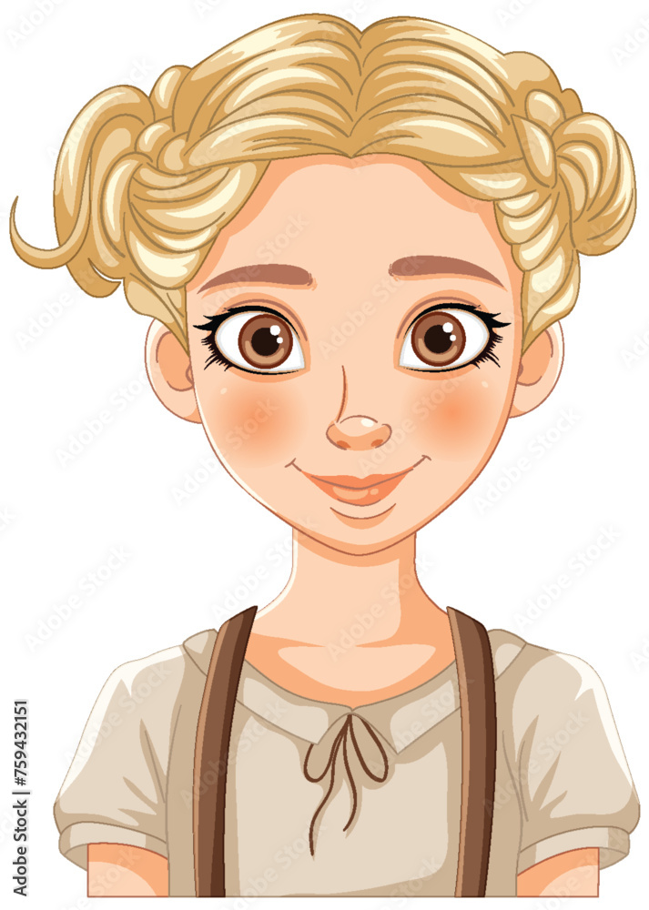 Illustration of a cheerful young girl smiling Illustration of a cheerful young girl smiling