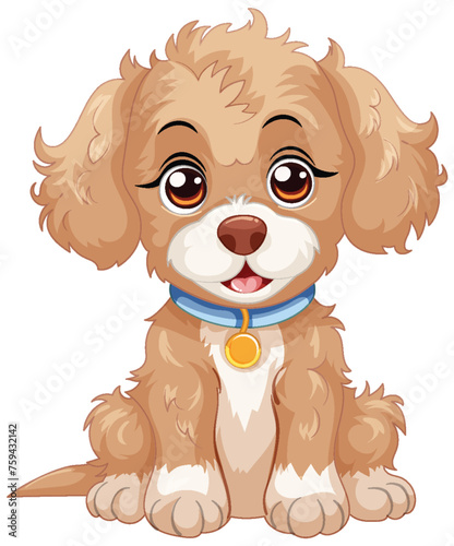 Cute cartoon puppy sitting with a happy expression.