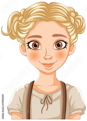 Illustration of a cheerful young girl smiling