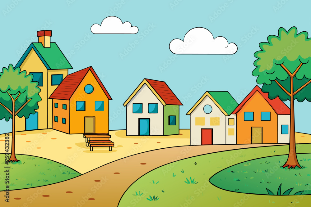 Fototapeta premium village cute background is tree