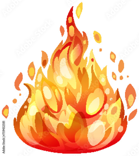 Bright, vibrant flames in a stylized design.