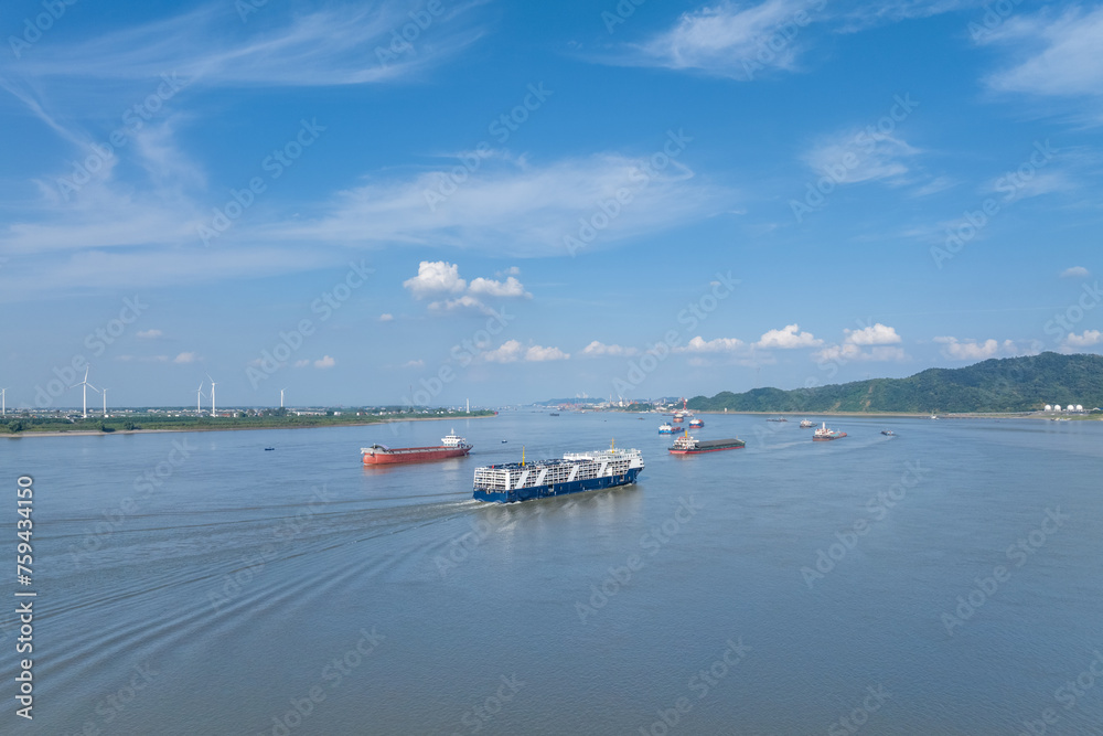 Yangtze river water transportation scene