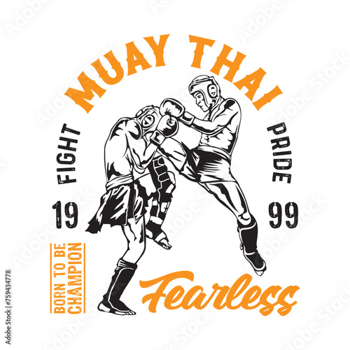 Thai Boxing martial art vector illustration  perfect for t shirt design