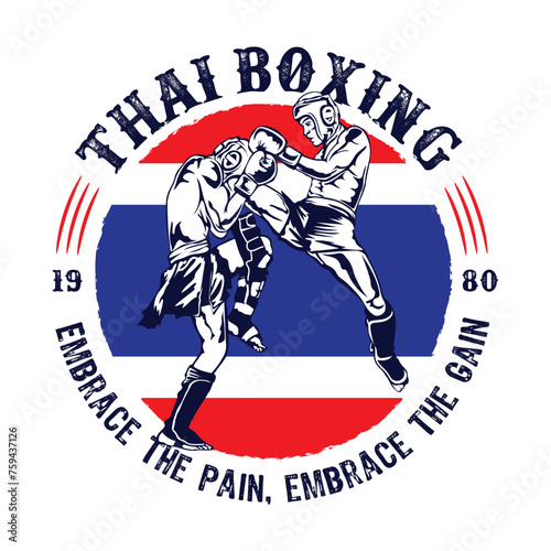 Thai Boxing martial art vector illustration, perfect for t shirt design