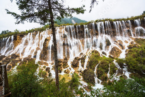 Waterfall at the Sparkling Sea in Jiuzhaigou  Sichuan  China