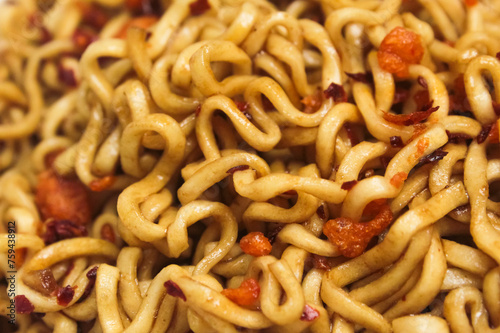 close up of ramen noodle texture
