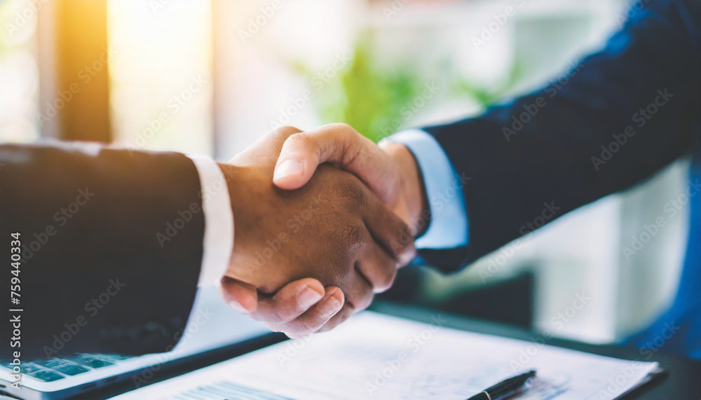 successful businessmen shaking hands with focus on women's hands in agreement successful businessmen shaking hands with focus on women's hands in agreement