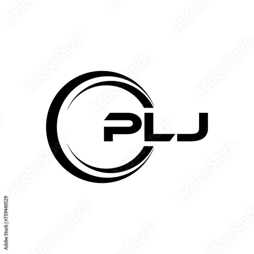 PLJ letter logo design with white background in illustrator, cube logo, vector logo, modern alphabet font overlap style. calligraphy designs for logo, Poster, Invitation, etc.