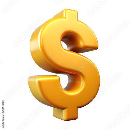 Dollar 3d icon PNG photo, 3d dollar sign in render style PNG icon  on transparent background. Digital 3d dollar icon, 3d dollar  icon PNG Illustration
