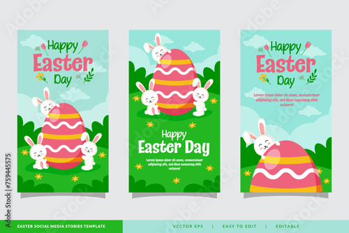Colorful easter day social media stories collection for promotion