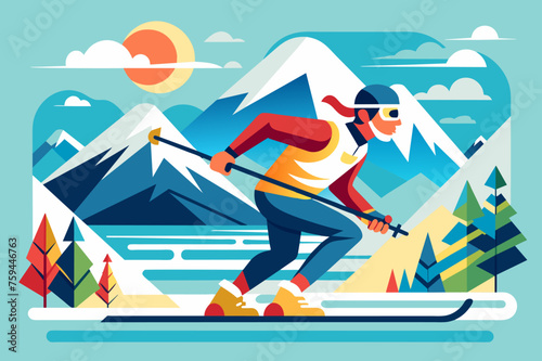 skiing sport background is 3