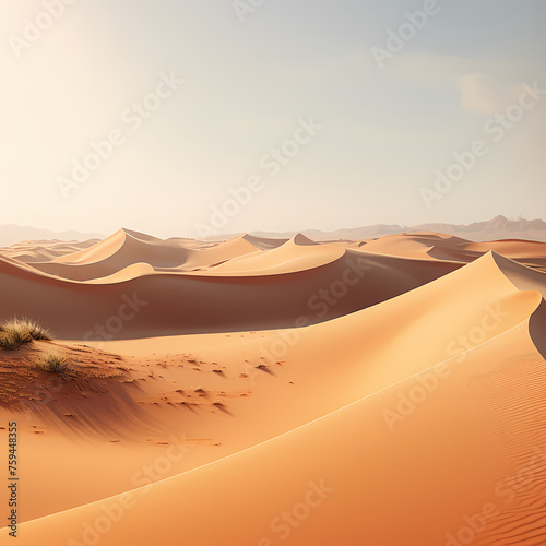 A serene desert landscape with sand dunes.