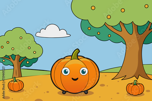 A tree with numerous pumpkin fruits hanging from its branches.