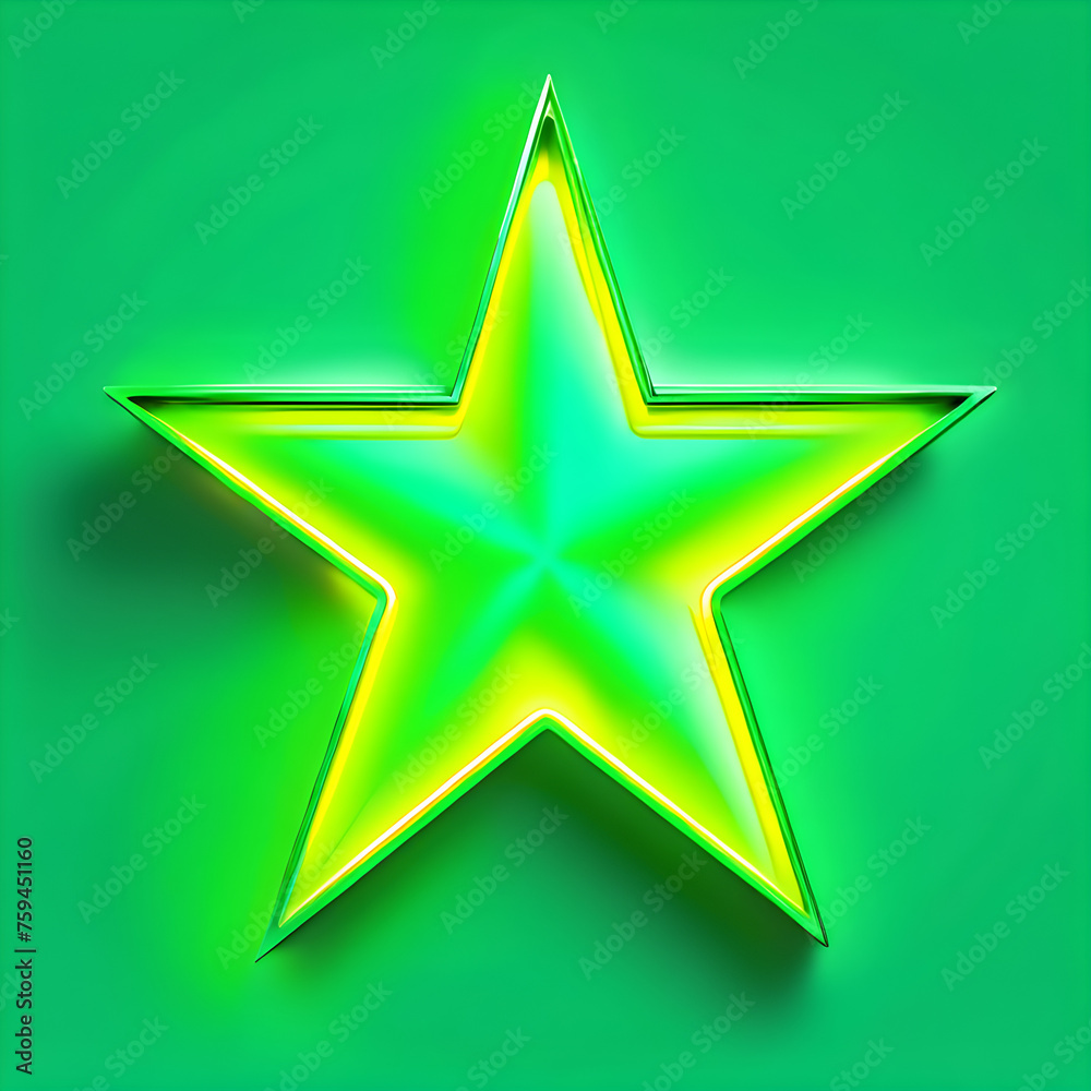 Fototapeta premium Emerald Illumination: Exploring the Artistry of Green Neon Stars(Generative AI)