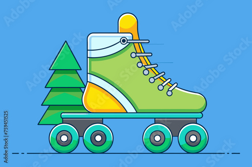 Rollerbladers speed through a forest path, surrounded by lush greenery and dappled sunlight.