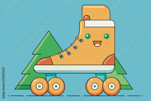 Rollerbladers glide gracefully past a backdrop of lush green trees.