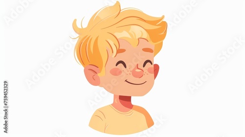Positive child avatar. Precious Scandinavian schoolboy with blonde hair. Flat modern illustration isolated on white.