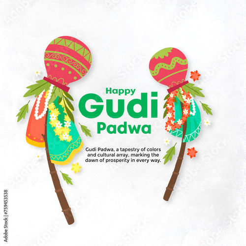 Gudi Padwa card with a whit...