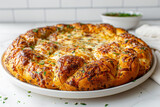 Delicious Garlic Knot Crust Pizza on Elegant Setting Gen AI