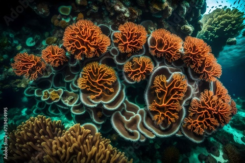 Detail of a Diploastrea coral colony growing on a beautiful reef in Raja Ampat  Indonesia. This tropical region harbors epic marine biodiversity and is known as the heart of the Coral Triangle