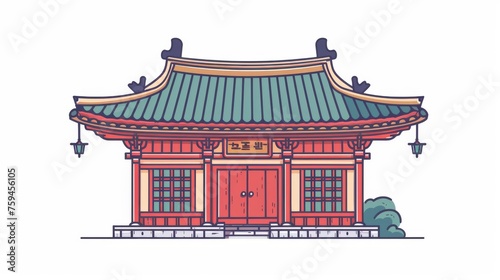 Decorative icon of Korean cultural property. Drawing by hand. Modern illustration in flat design style.