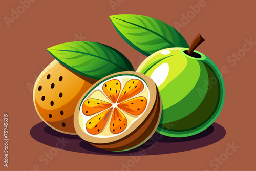 A ripe sapote fruit with smooth, light brown skin and a sweet and juicy flesh.