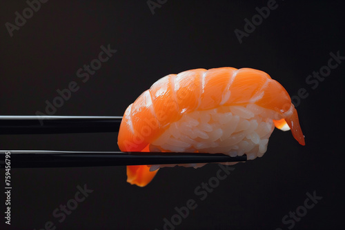 Customer's First Bite capturing the moment of tasting sushi, expressing deligh art picture surreal minimalistic 