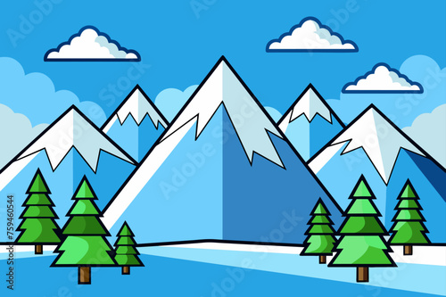 Snow-covered mountains rise majestically in the background, with a lone evergreen tree standing defiant in the foreground.