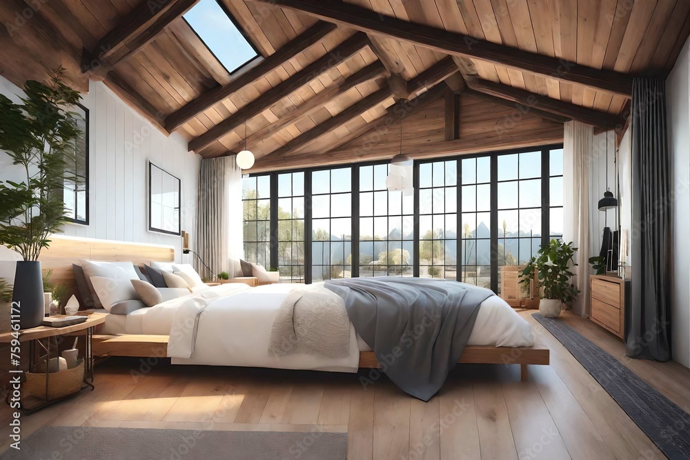 bedroom room with a woods