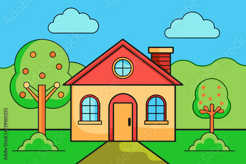 A home's exterior is adorned with a vibrant tree, exuding a warm and inviting atmosphere.
