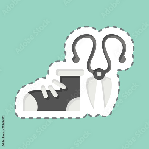 Sticker line cut Scissors. related to Shoemaker symbol. simple design editable. simple illustration