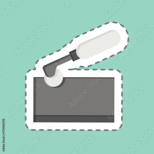 Sticker line cut Tracing Wheel. related to Shoemaker symbol. simple design editable. simple illustration